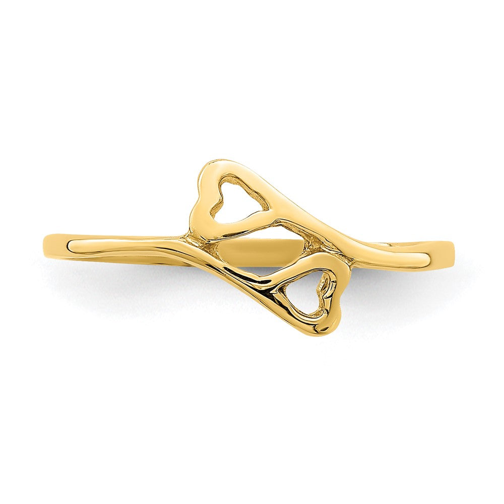 14K Yellow Gold Double Heart Baby Ring