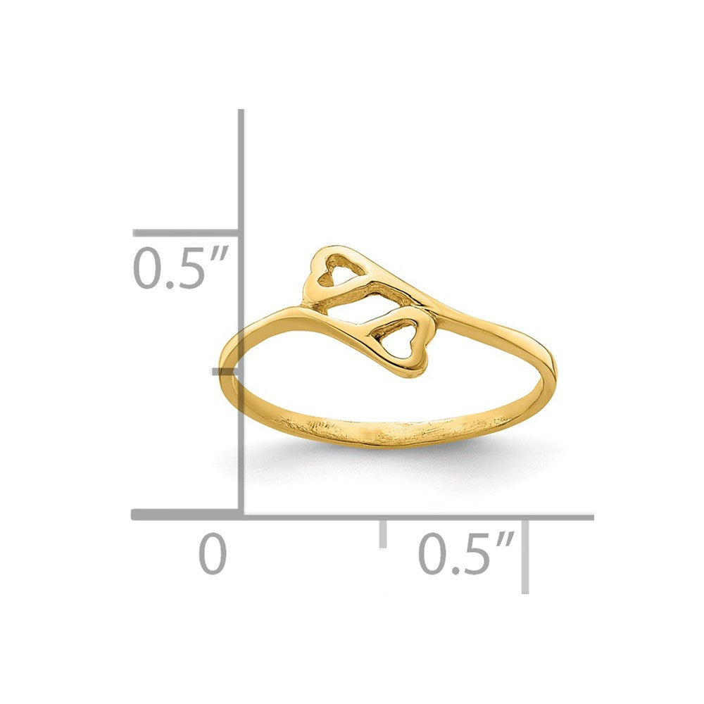 14K Yellow Gold Double Heart Baby Ring