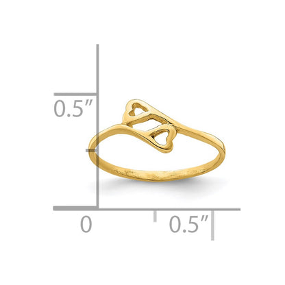 14K Yellow Gold Double Heart Baby Ring