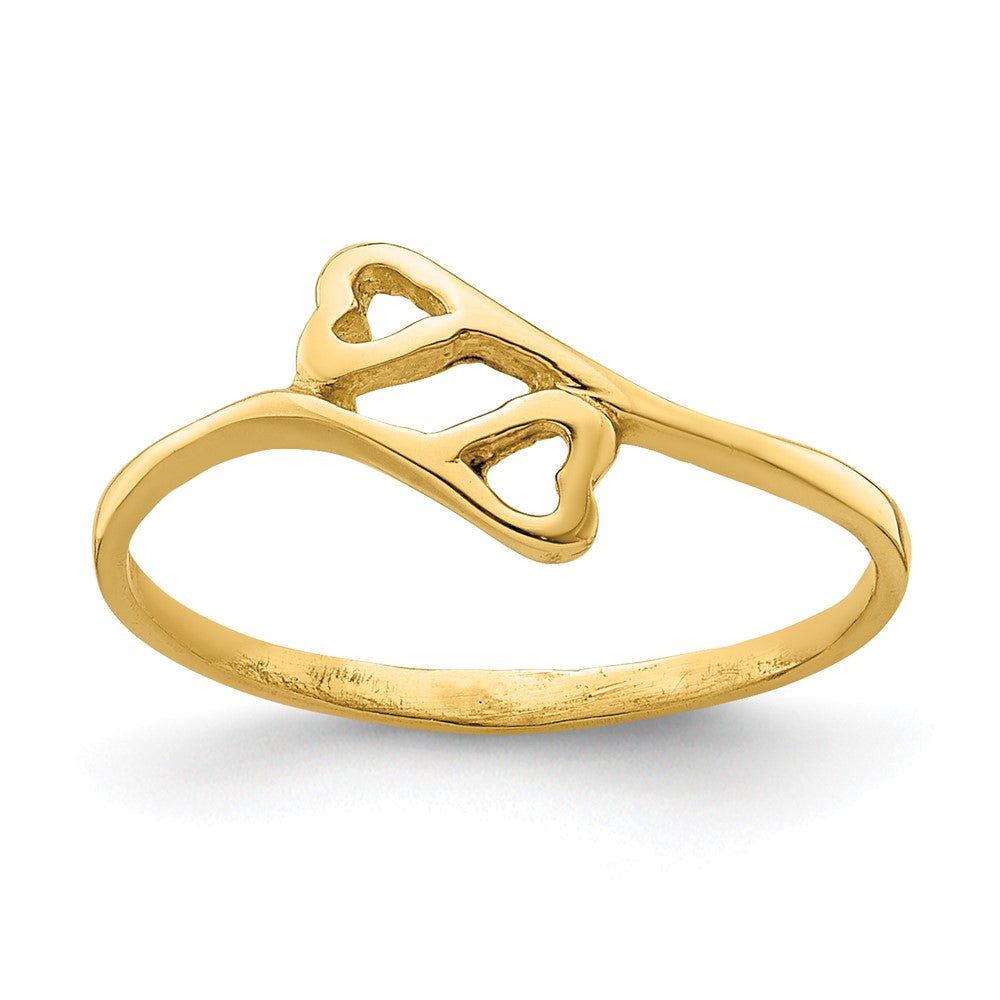 14K Yellow Gold Double Heart Baby Ring