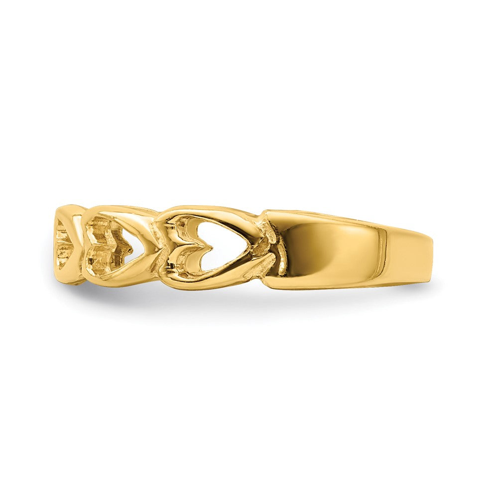 14K Yellow Gold Open Hearts Baby Ring