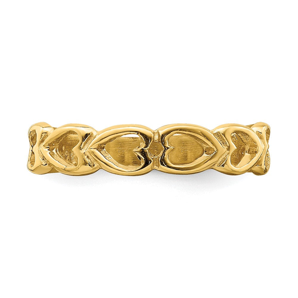 14K Yellow Gold Open Hearts Baby Ring