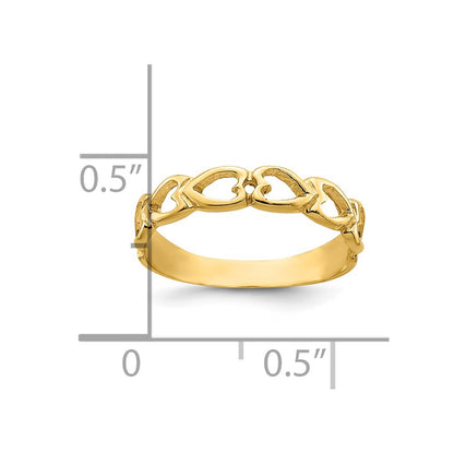 14K Yellow Gold Open Hearts Baby Ring
