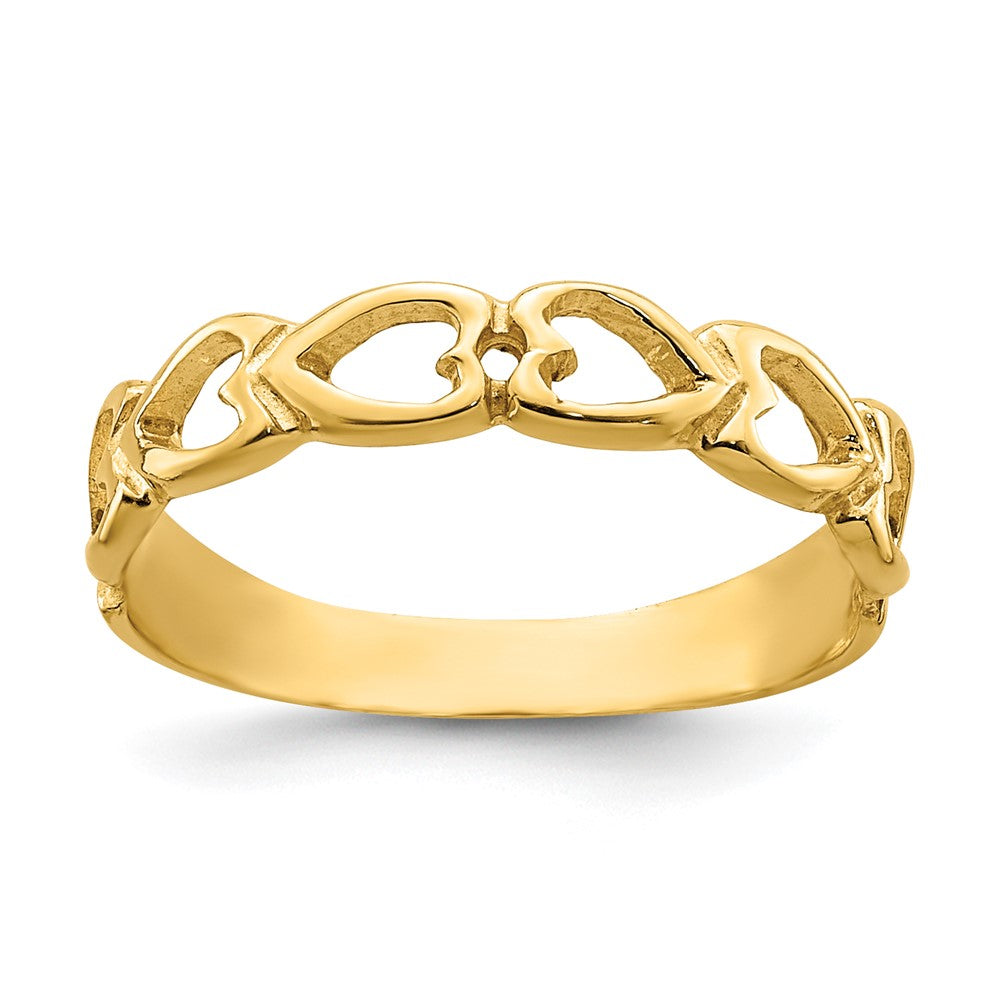 14K Yellow Gold Open Hearts Baby Ring