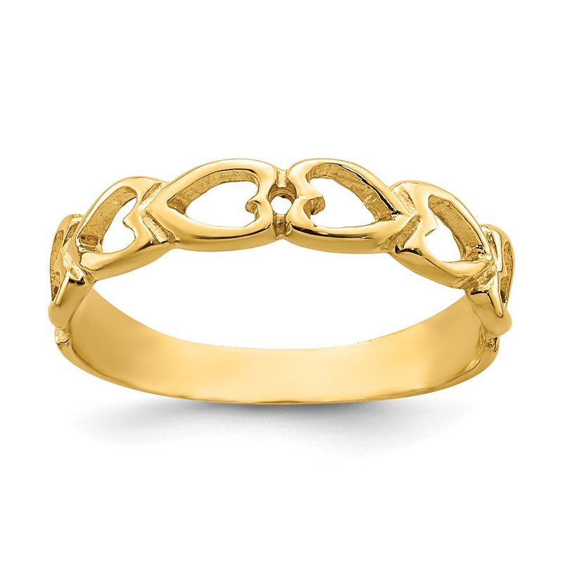 14K Yellow Gold Open Hearts Baby Ring