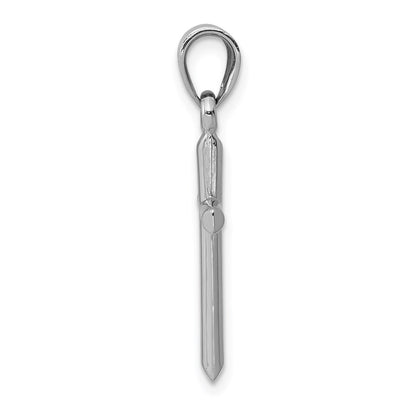 14K White Gold Hollow Cross Pendant