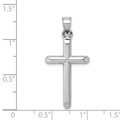 14K White Gold Hollow Cross Pendant