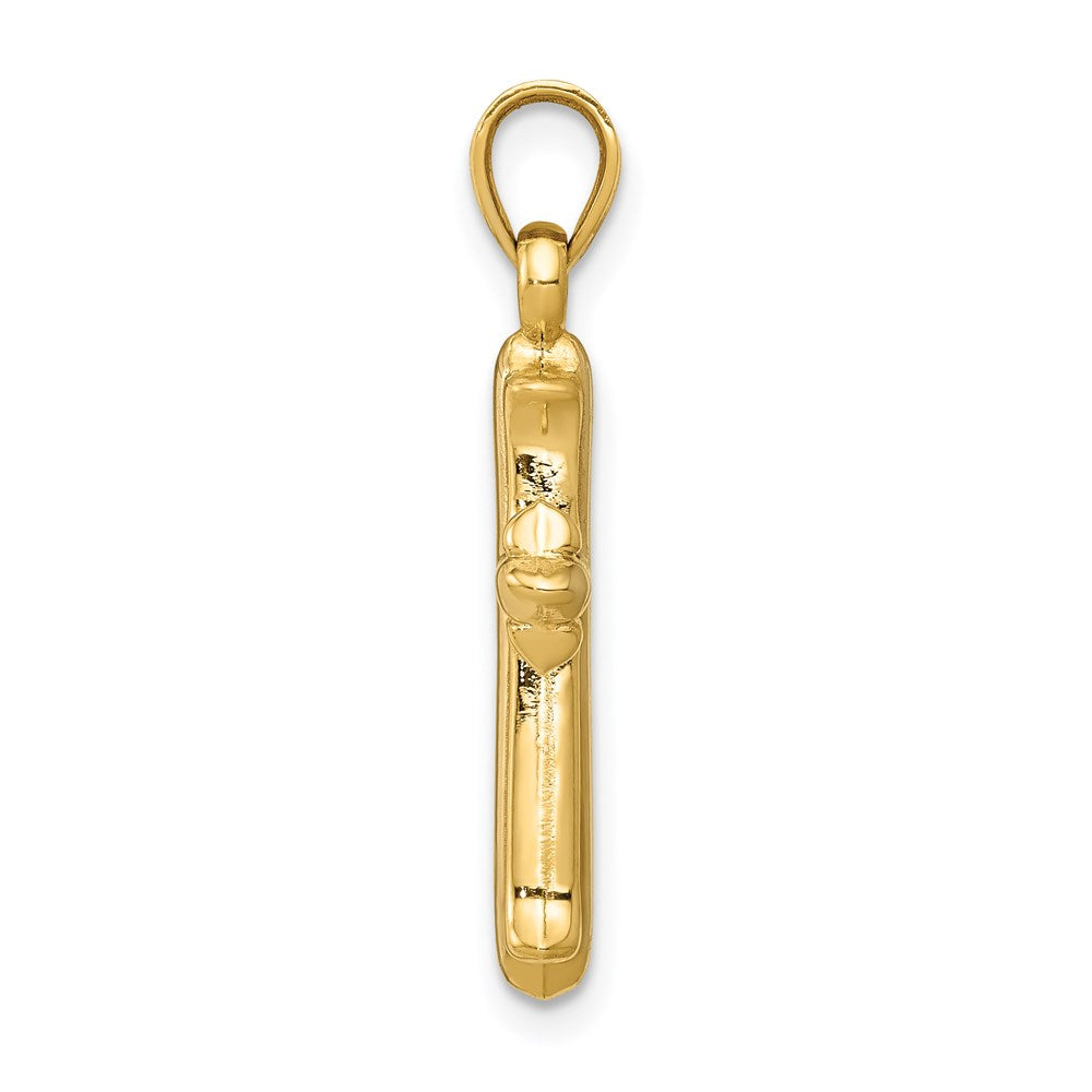 14K Yellow & Rhodium W/Rhodium Reversible Hollow Cross Pendant