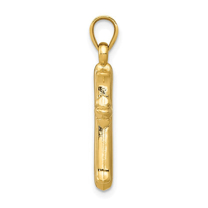 14K Yellow & Rhodium W/Rhodium Reversible Hollow Cross Pendant