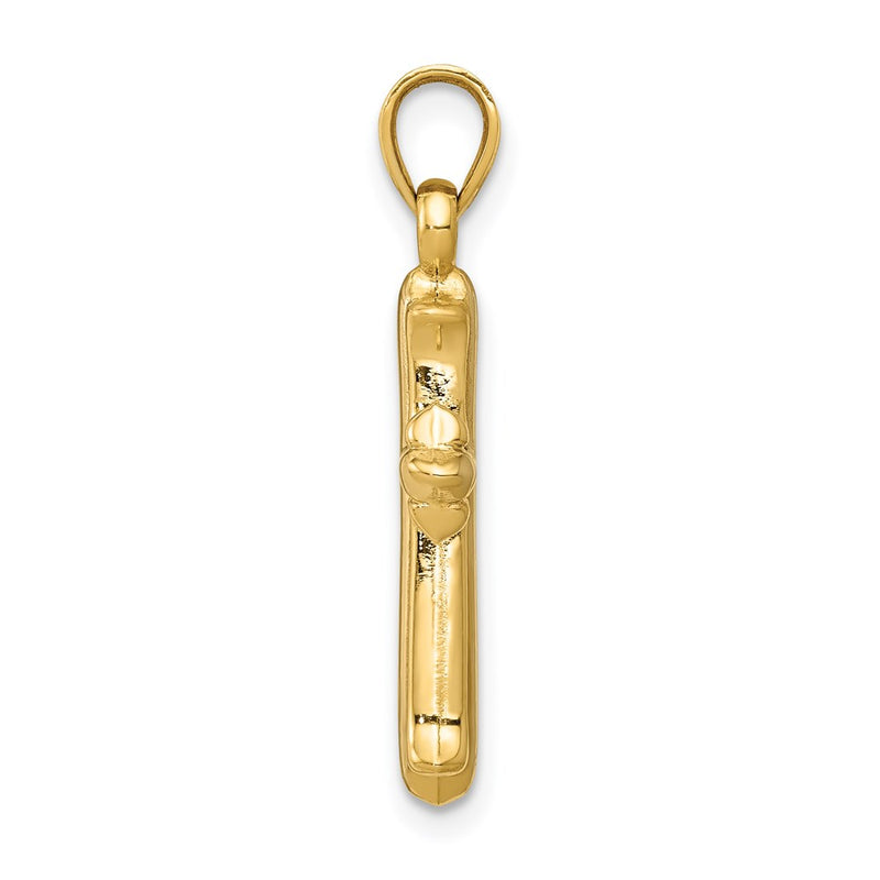 14K Yellow & Rhodium W/Rhodium Reversible Hollow Cross Pendant