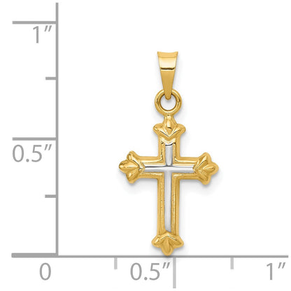 14K Yellow & Rhodium W/Rhodium Hollow Cross Charm