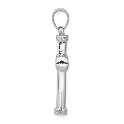 14K White Gold Hollow Cross Pendant