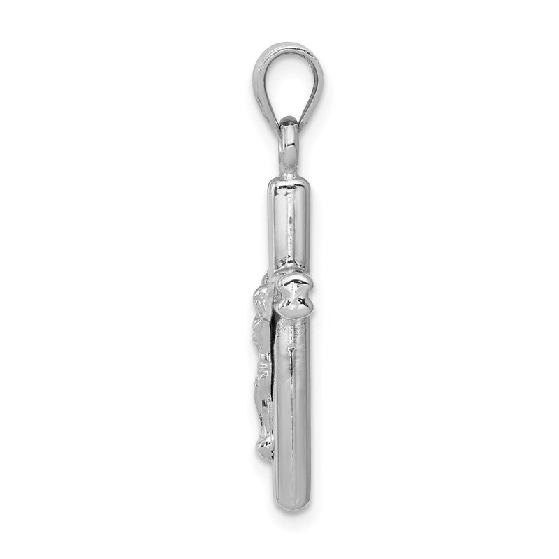 14K White Gold Hollow Crucifix Pendant
