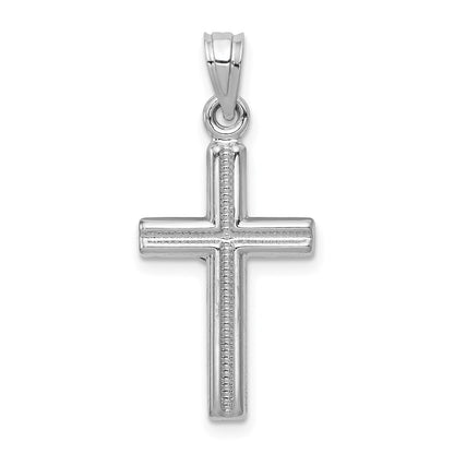 14K White Gold Hollow Crucifix Pendant
