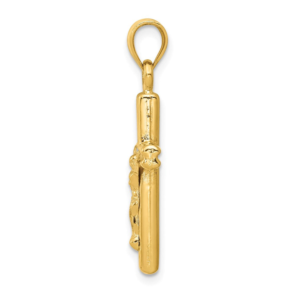 14K Yellow Gold Hollow Crucifix Pendant