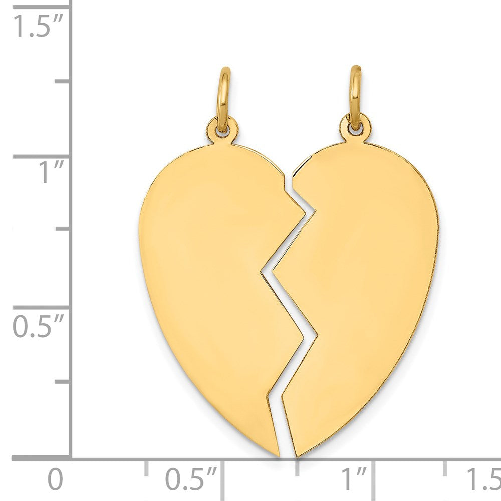 14K Yellow Gold 2 Piece Heart Charm Set