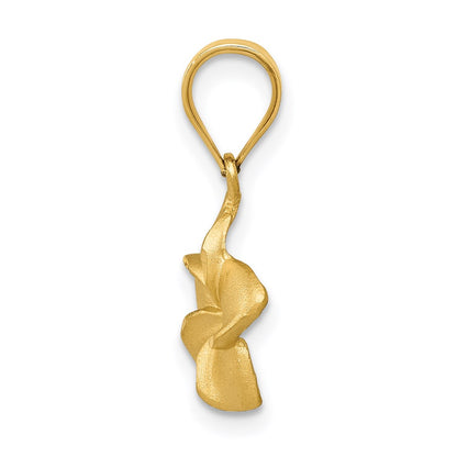 14K Yellow Gold Plumeria Floral Charm Pendant