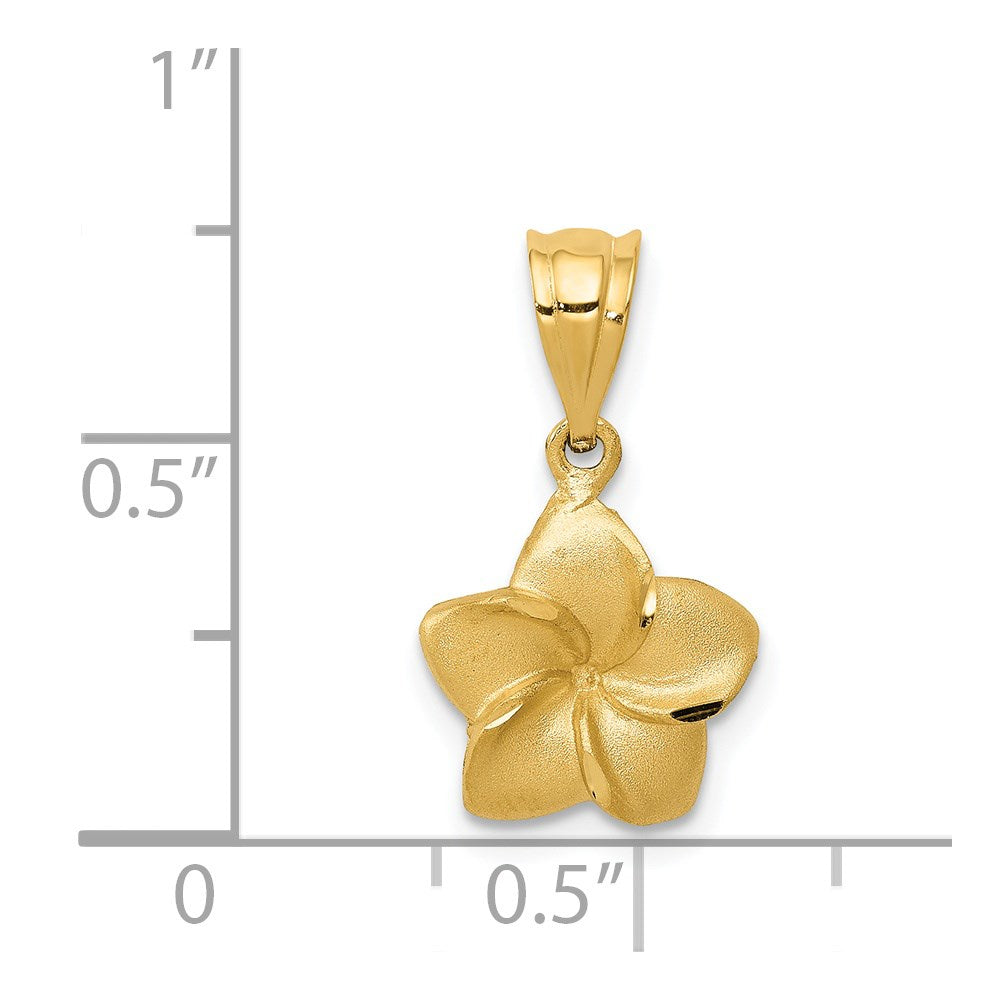 14K Yellow Gold Plumeria Floral Charm Pendant