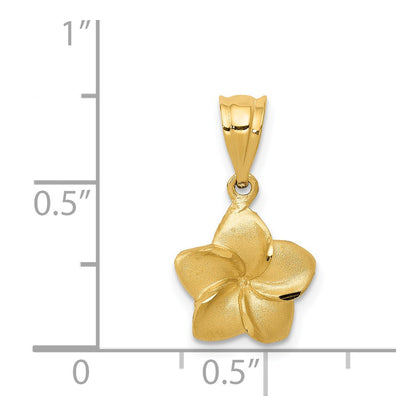 14K Yellow Gold Plumeria Floral Charm Pendant