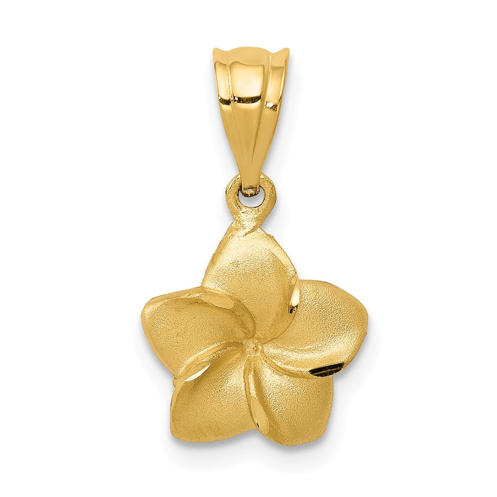 14K Yellow Gold Plumeria Floral Charm Pendant