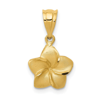 14K Yellow Gold Plumeria Floral Charm Pendant