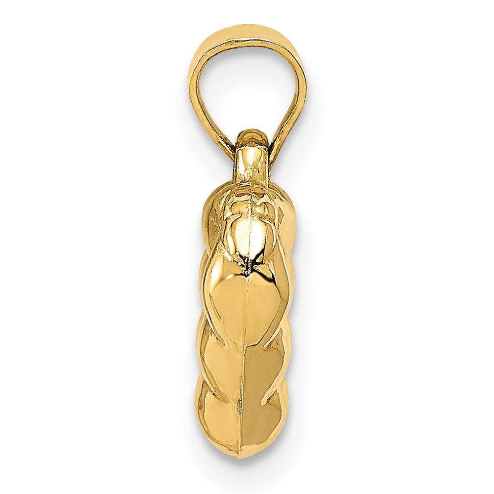 14K Yellow Gold Polished And Textured 3-D Heart Pendant