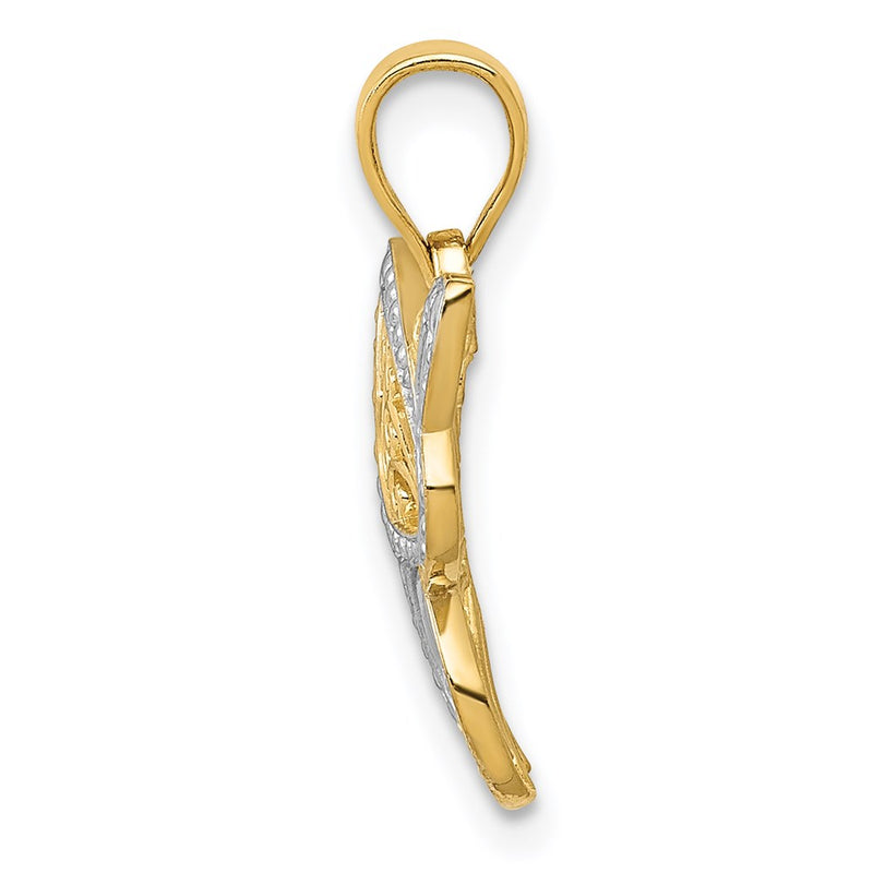 14K Yellow & Rhodium And Buttterfly Charm