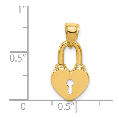 14K Yellow Gold Polished Heart Lock Charm