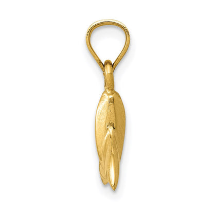 14K Yellow Gold 3D Whale Tail Pendant