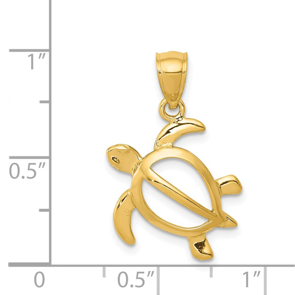 14K Yellow Gold Open Turtle Pendant