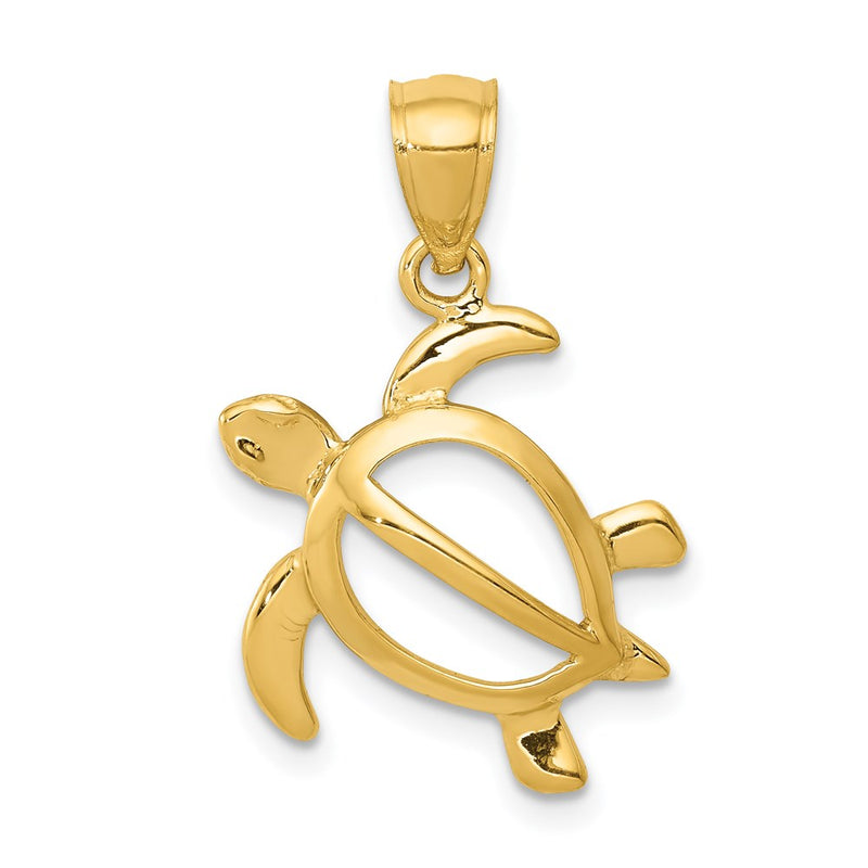 14K Yellow Gold Open Turtle Pendant
