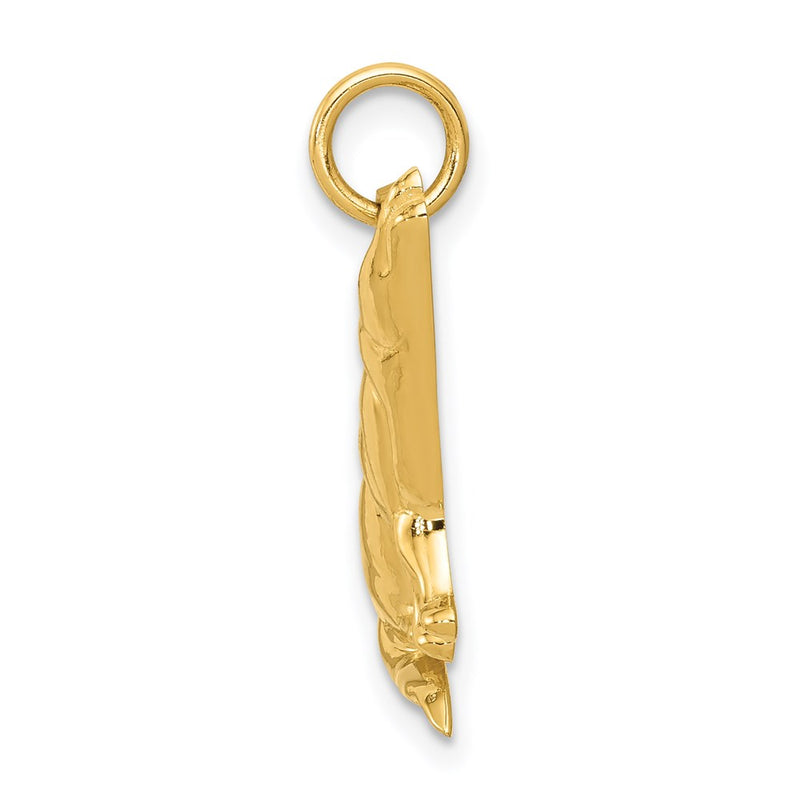 14K Yellow Gold Wolf Charm