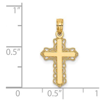 14K Yellow Gold Budded Cross Charm
