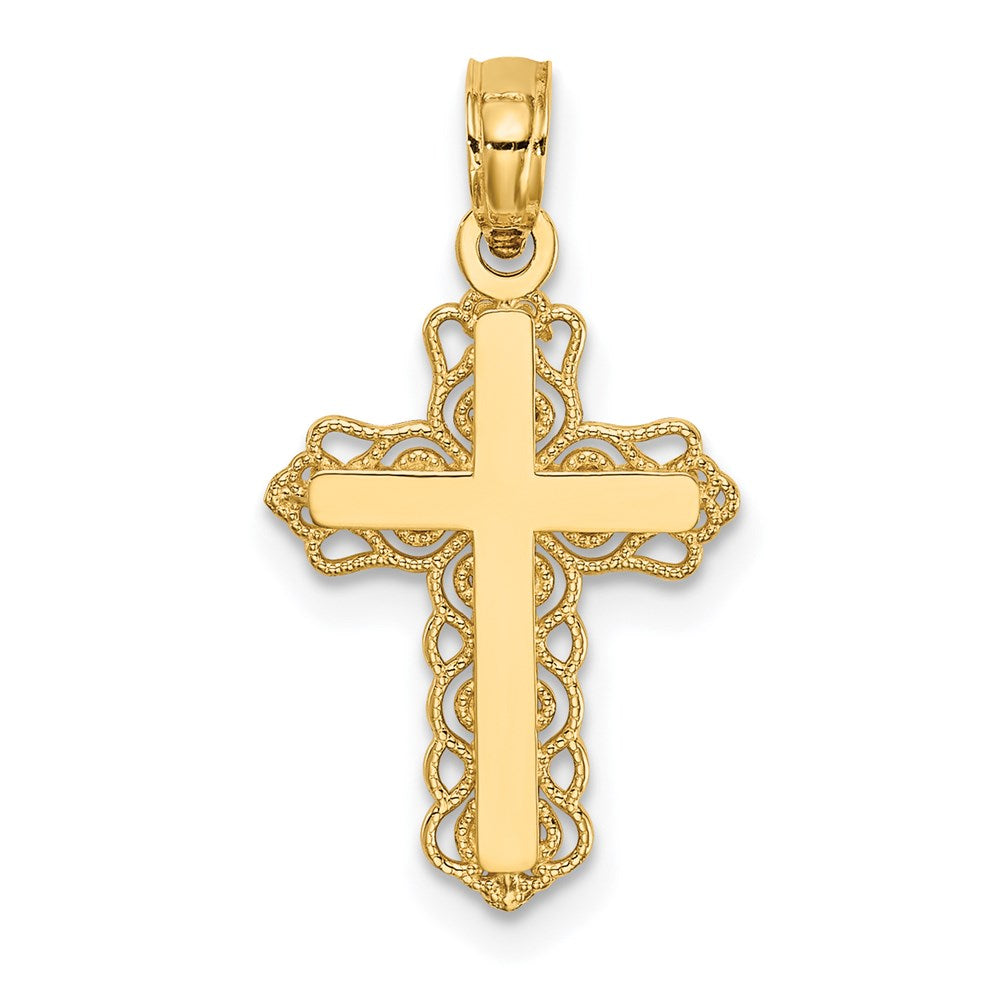 14K Yellow Gold Budded Cross Charm