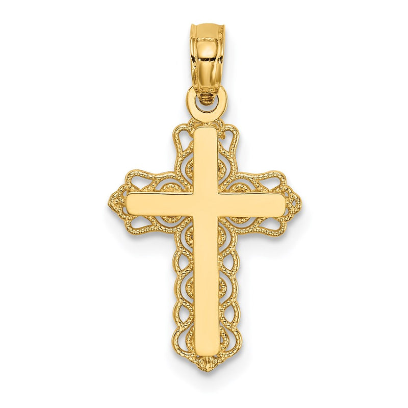 14K Yellow Gold Budded Cross Charm