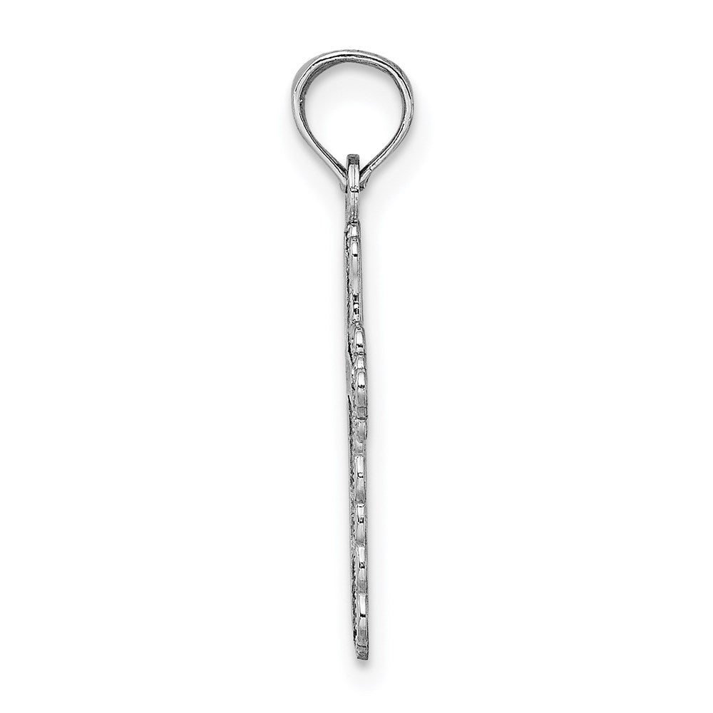 14K White Gold W/ Lace Trim And Polished Center Cross Charm