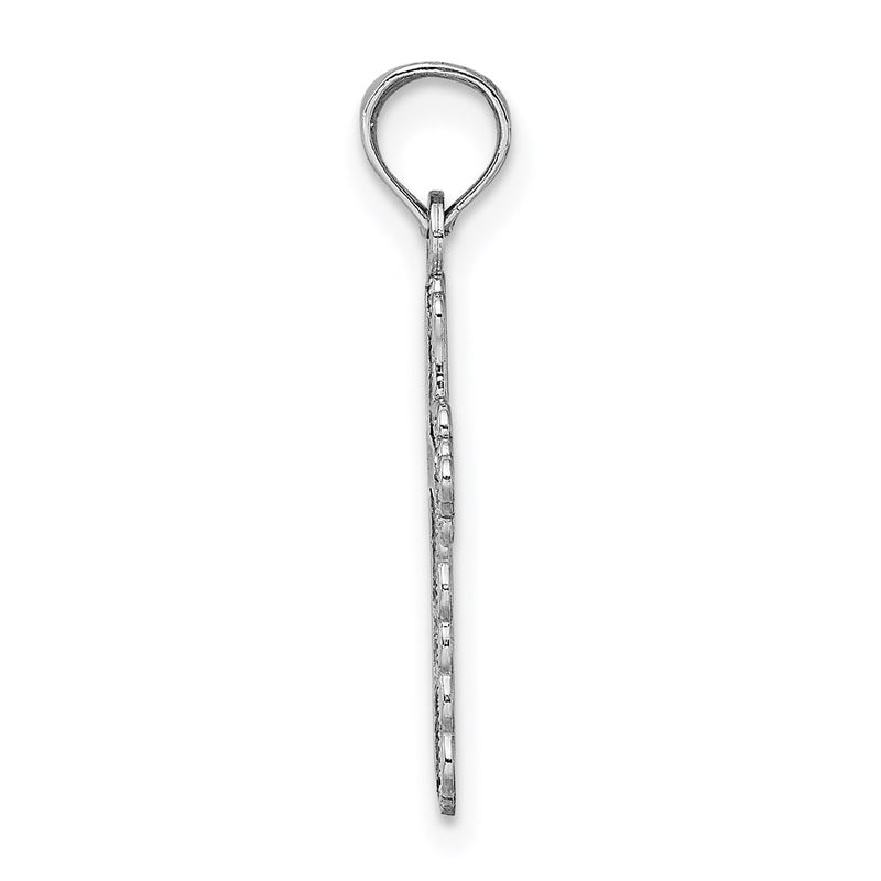 14K White Gold W/ Lace Trim And Polished Center Cross Charm