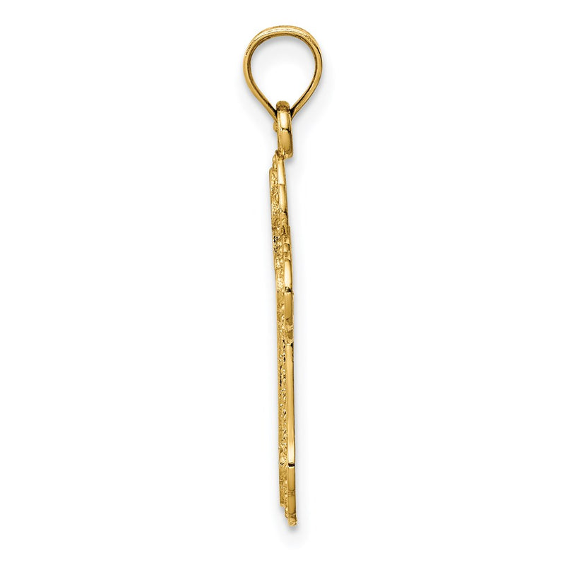 14K Yellow Gold Cut-Out Budded Cross Charm
