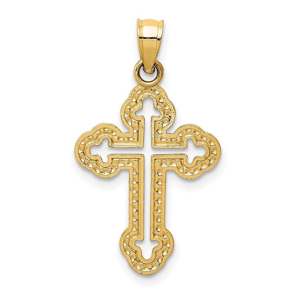 14K Yellow Gold Cut-Out Budded Cross Charm