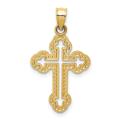 14K Yellow Gold Cut-Out Budded Cross Charm