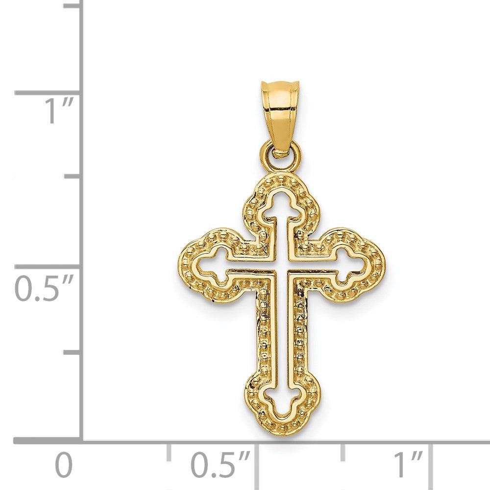 14K Yellow Gold Cut-Out Budded Cross Charm