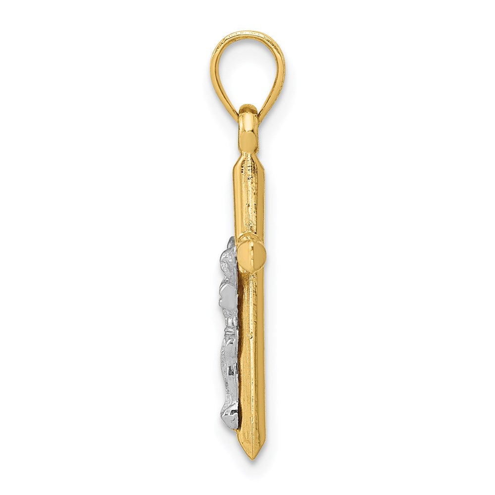 14K Two-Tone Hollow Crucifix Charm