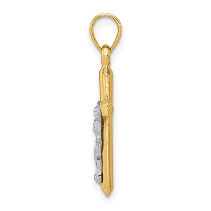 14K Two-Tone Hollow Crucifix Charm