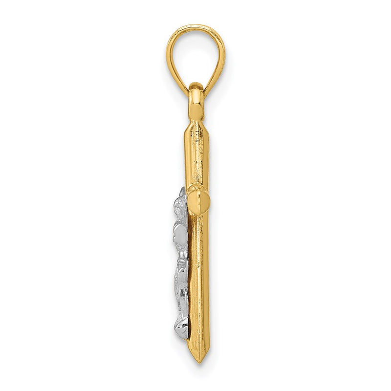 14K Two-Tone Hollow Crucifix Charm