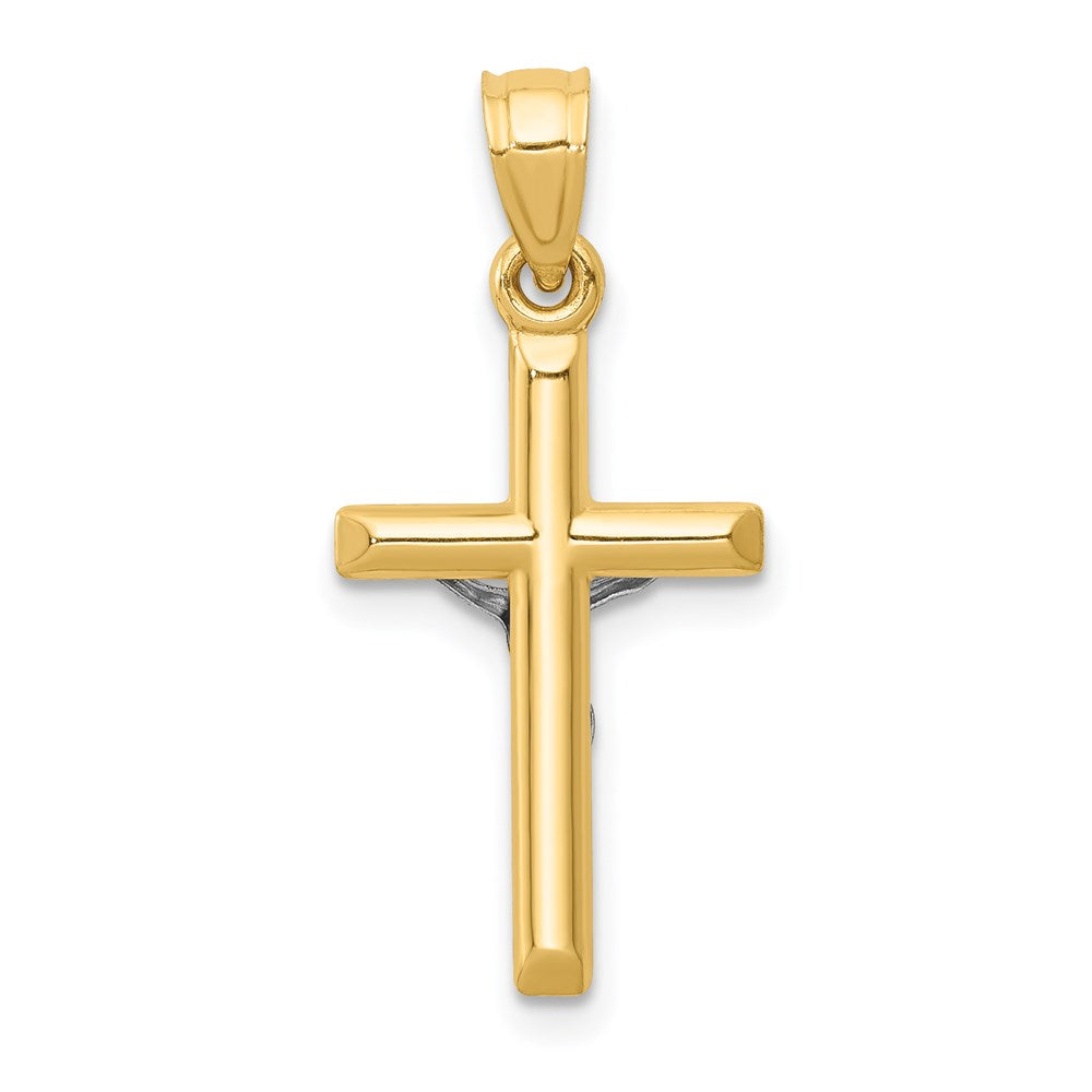 14K Two-Tone Hollow Crucifix Charm