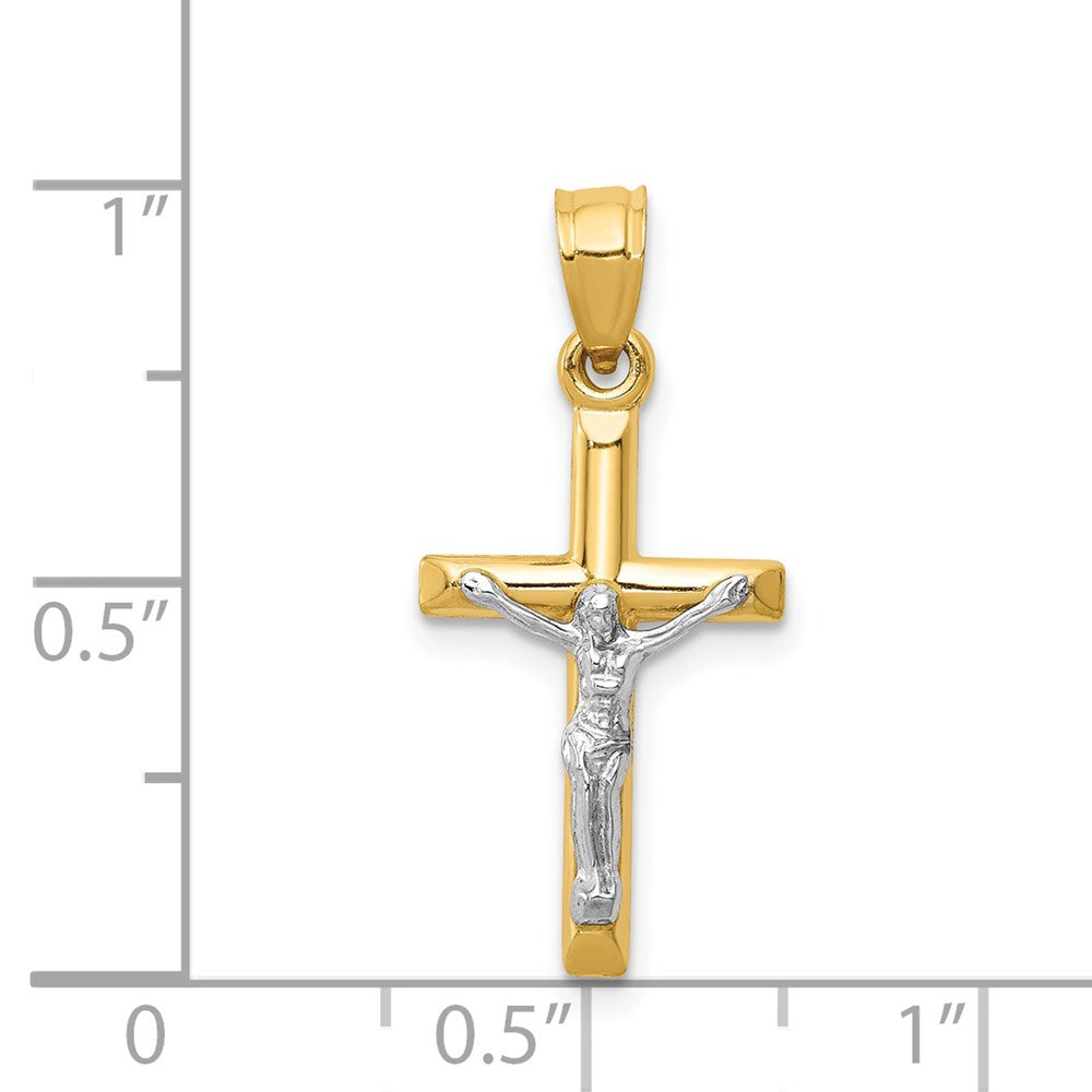 14K Two-Tone Hollow Crucifix Charm