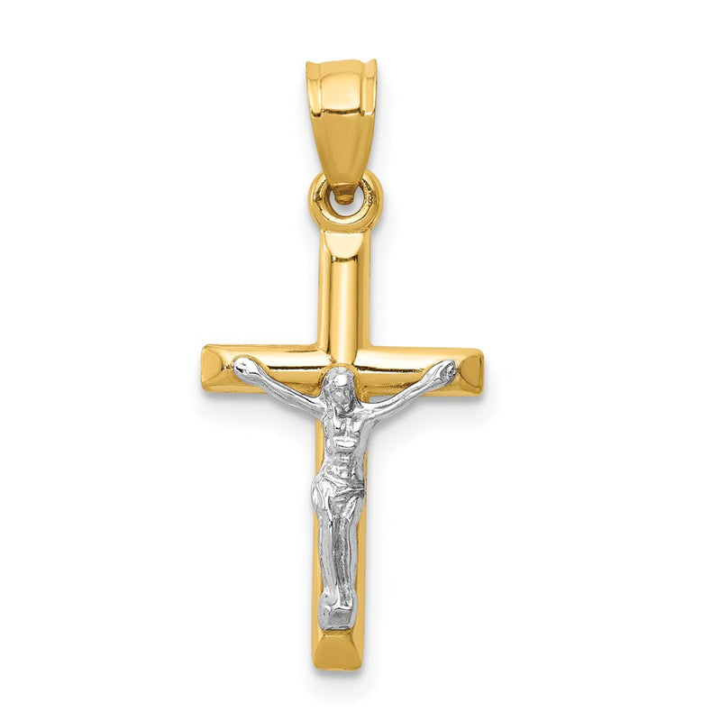 14K Two-Tone Hollow Crucifix Charm