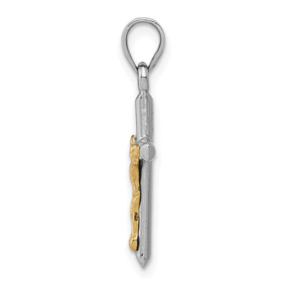 14K Two-Tone Hollow Crucifix Charm