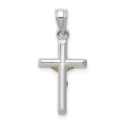 14K Two-Tone Hollow Crucifix Charm