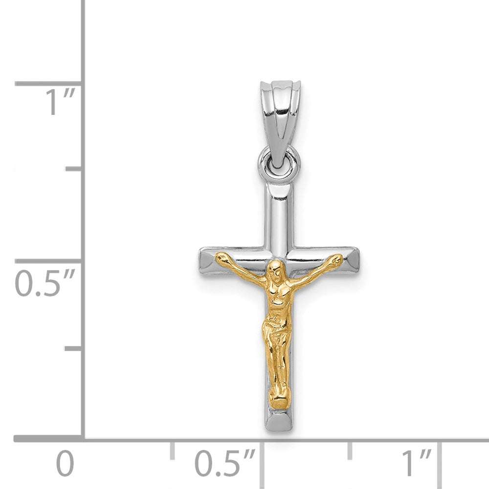 14K Two-Tone Hollow Crucifix Charm